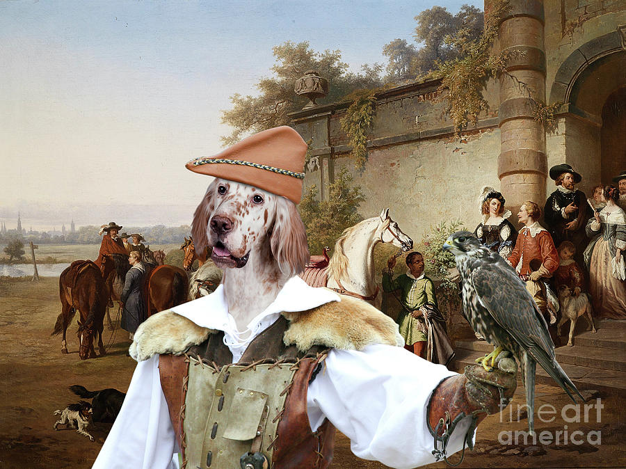 English Setter Art Canvas Print -  Ready to Ride Out #1 Painting by Sandra Sij