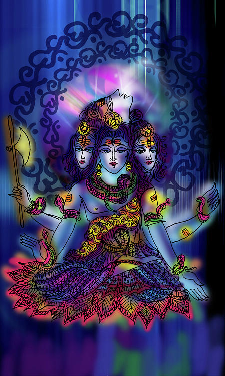 Universe Painting - Enlightened Shiva by Guruji Aruneshvar Paris Art Curator Katrin Suter
