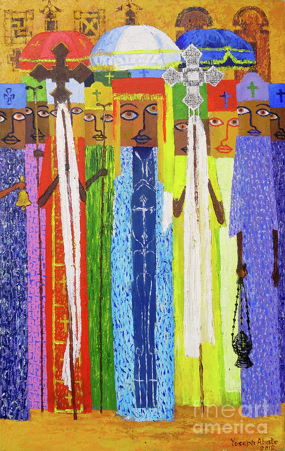 Priests Painting - Epiphany in Lalibela  #1 by Yoseph Abate
