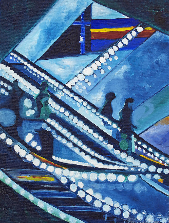 Escalator Lights #1 Painting by Patricia Arroyo