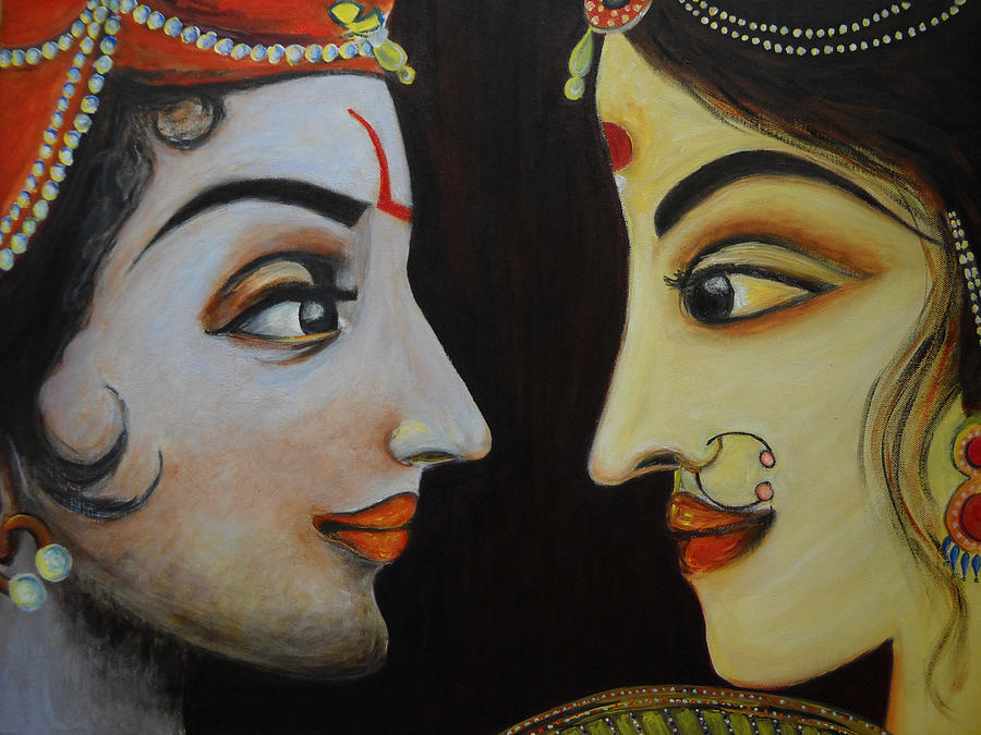 Krishna Painting - Eternal Lovers - Radha Krishna #1 by Rashmi Rao