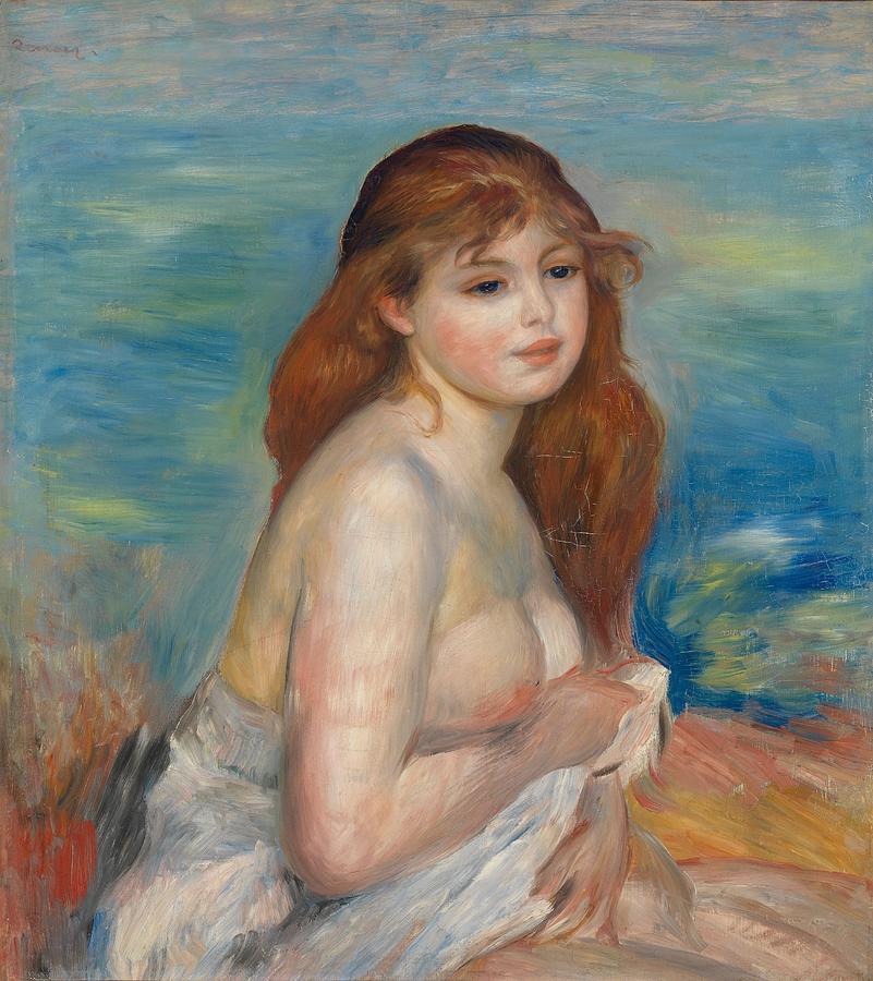 After The Bath Painting by Auguste Renoir