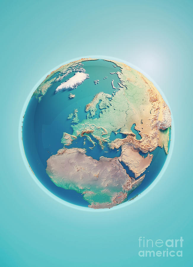 Europe Digital Art - Europe 3D Render Planet Earth by Frank Ramspott Europe Digital Art - Europe 3D Render Planet Earth by Frank Ramspott