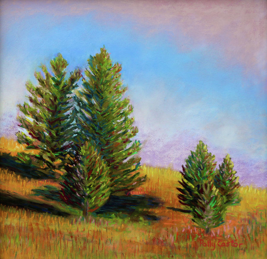 Evening Sun in Yellowstone #1 Painting by Polly Castor