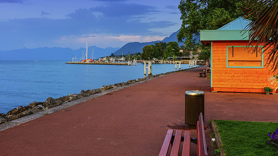 Evian-les-bains promenade near Geneva lake, France #1 Photograph by Elenarts - Elena Duvernay photo