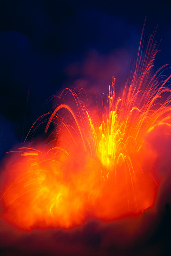Hawaii Volcanoes National Park Photograph - Exploding Lava #1 by Greg Vaughn - Printscapes
