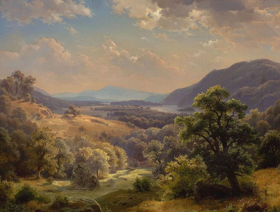 Extensive Landscape With Valley And Mountains Painting By Paul Weber