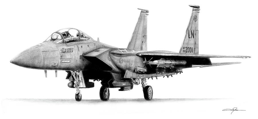 F-15 Drawing - F-15E Strike Eagle by Dale Jackson
