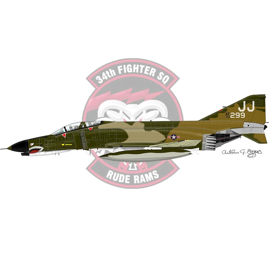 F-4E Phantom II #3 Digital Art by Arthur Eggers