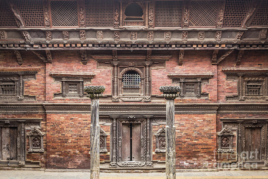 Facade of an ancient traditional Newar building in Patan Durbar  #1 Photograph by Didier Marti