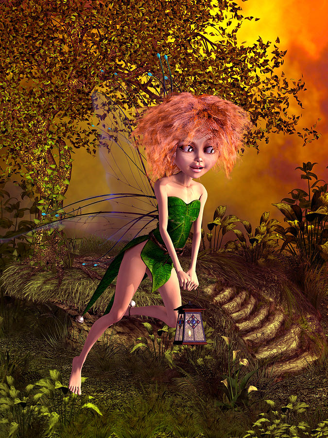 Forest Fairy Digital Art - Fairy in the woods #1 by John Junek