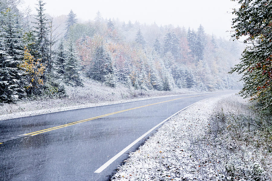 Fall color and Snow along the Highland Scenic Highway #1 Photograph by Thomas R Fletcher