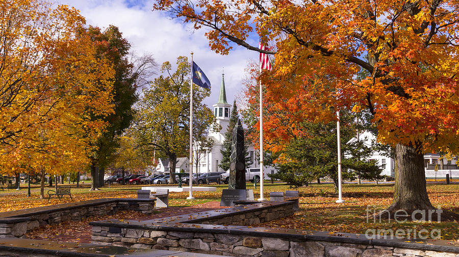 Fall foliage from the town green in Bristol Vermont. #1 Photograph by New England Photography