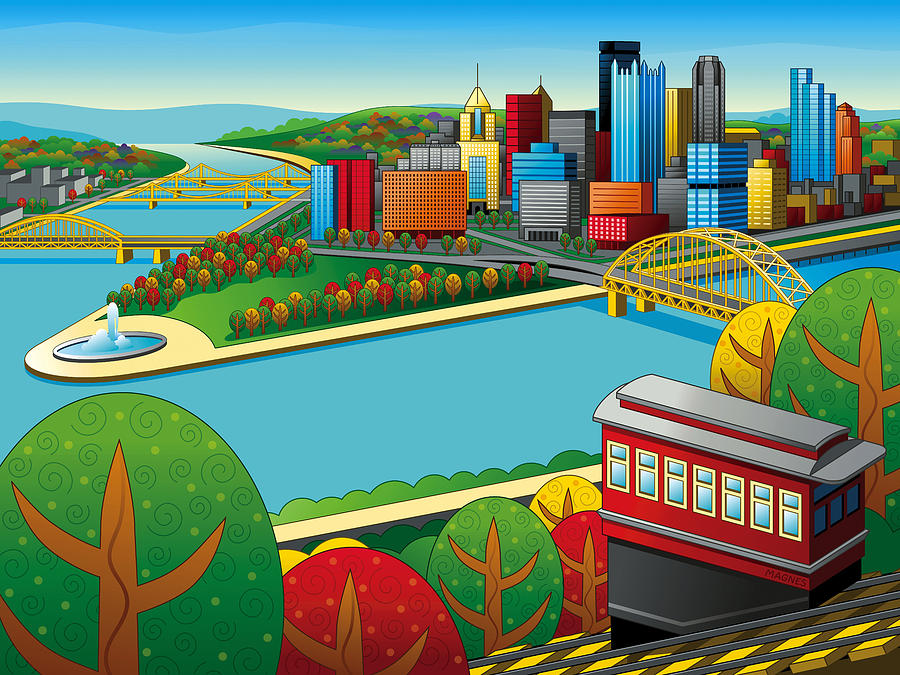 Pittsburgh Digital Art - Fall from above rendered by Ron Magnes Pittsburgh Digital Art - Fall from above rendered by Ron Magnes