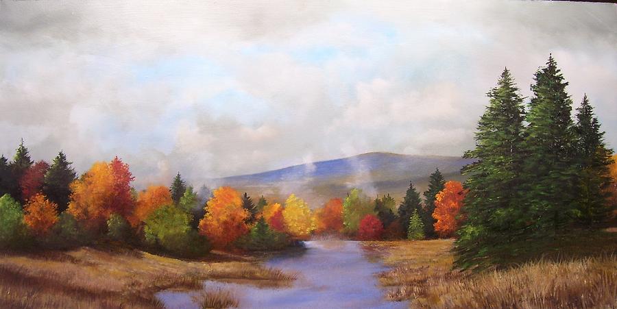 Fall Pond Scene #1 Painting by Ken Ahlering