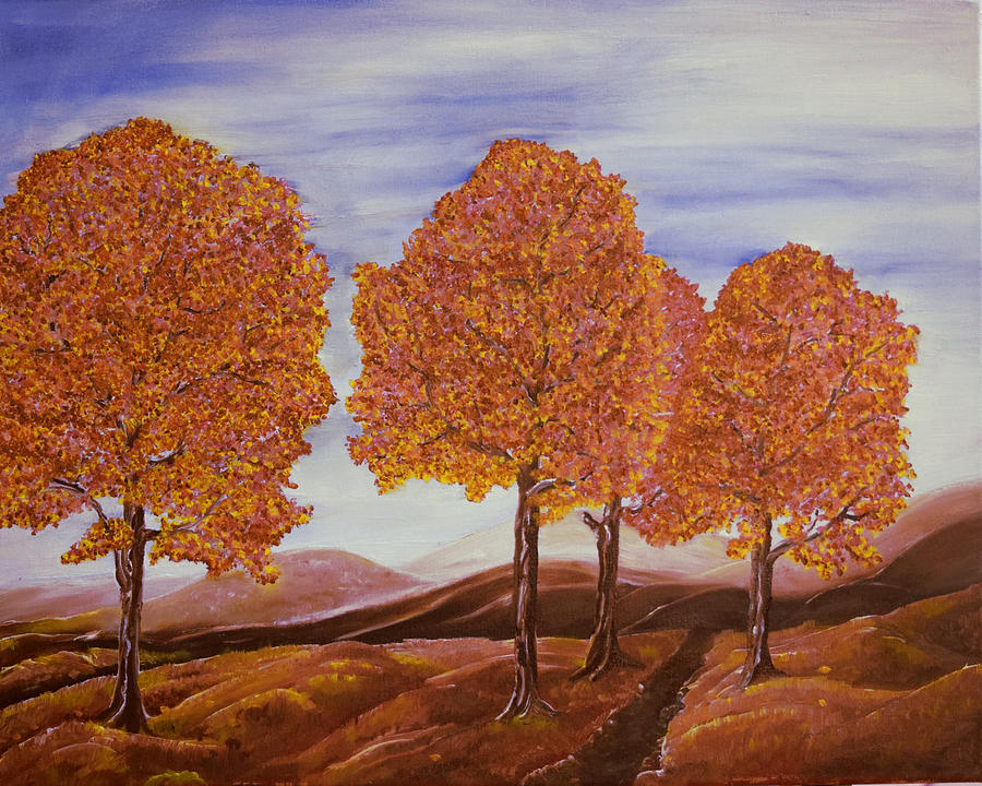 Fall Painting - Fall Trees #1 by Outside the door By Patt
