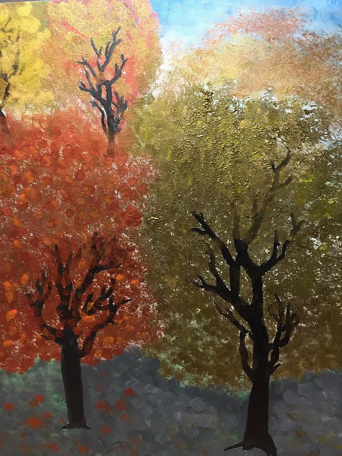 Fall Trees #1 Painting by Paula Brown