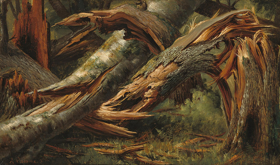 Fallen Tree #3 Painting by Alexandre Calame