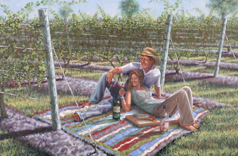  Vineyard Picnic #1 Painting by Gary M Long