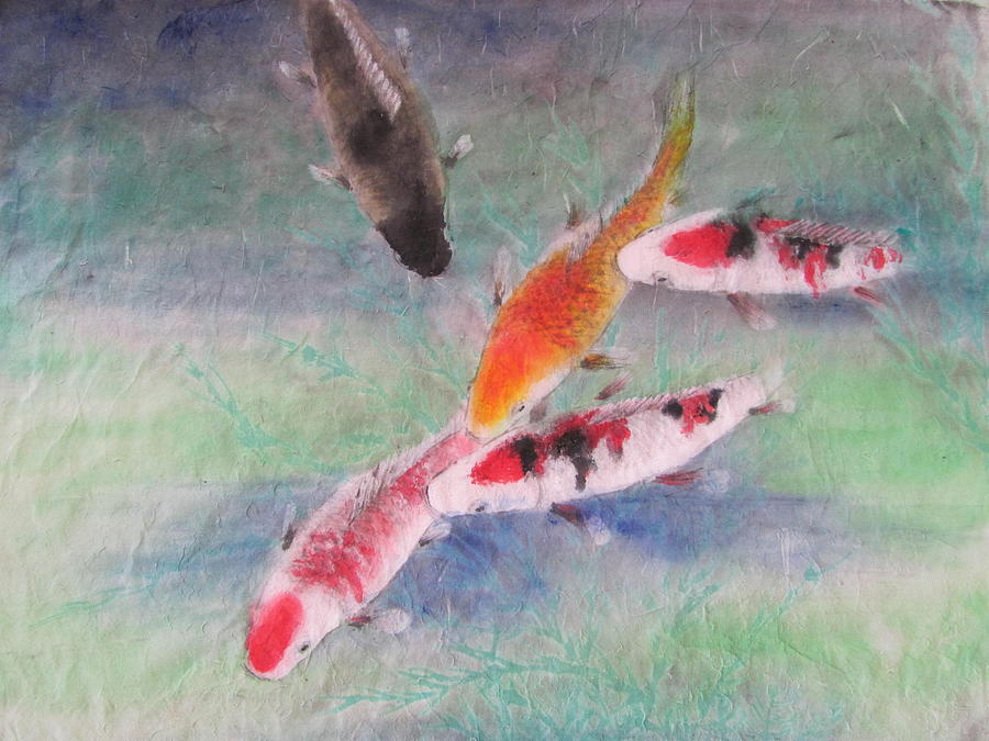 Fish Painting - Fancy Carps #1 by Jian Hua Li