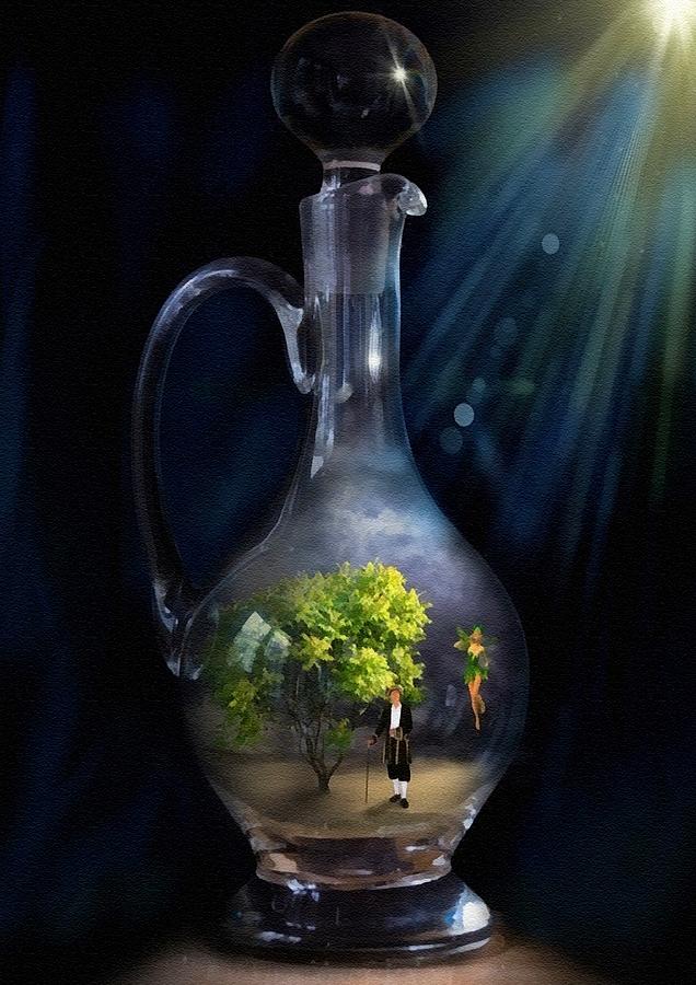 Fantasy Digital Art - Fantasycalia Catus 1 No. 1 - Mystic Bottle Still Life L A S #1 by Gert J Rheeders