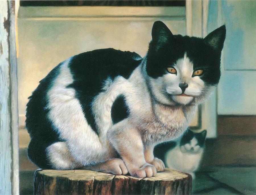 Farm Cat #1 Painting by Hans Droog
