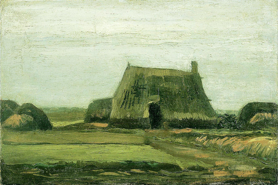Farm Painting - Farm with stacks of peat   #1 by Vincent Van Gogh