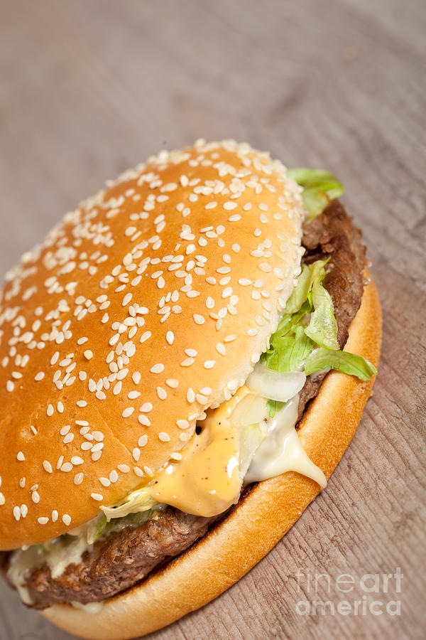 Bread Photograph - Fat hamburger sandwich #1 by Sabino Parente