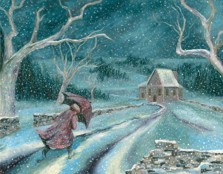 Snow Flurries Painting - February Flurry Blues #1 by Nancy St Clair