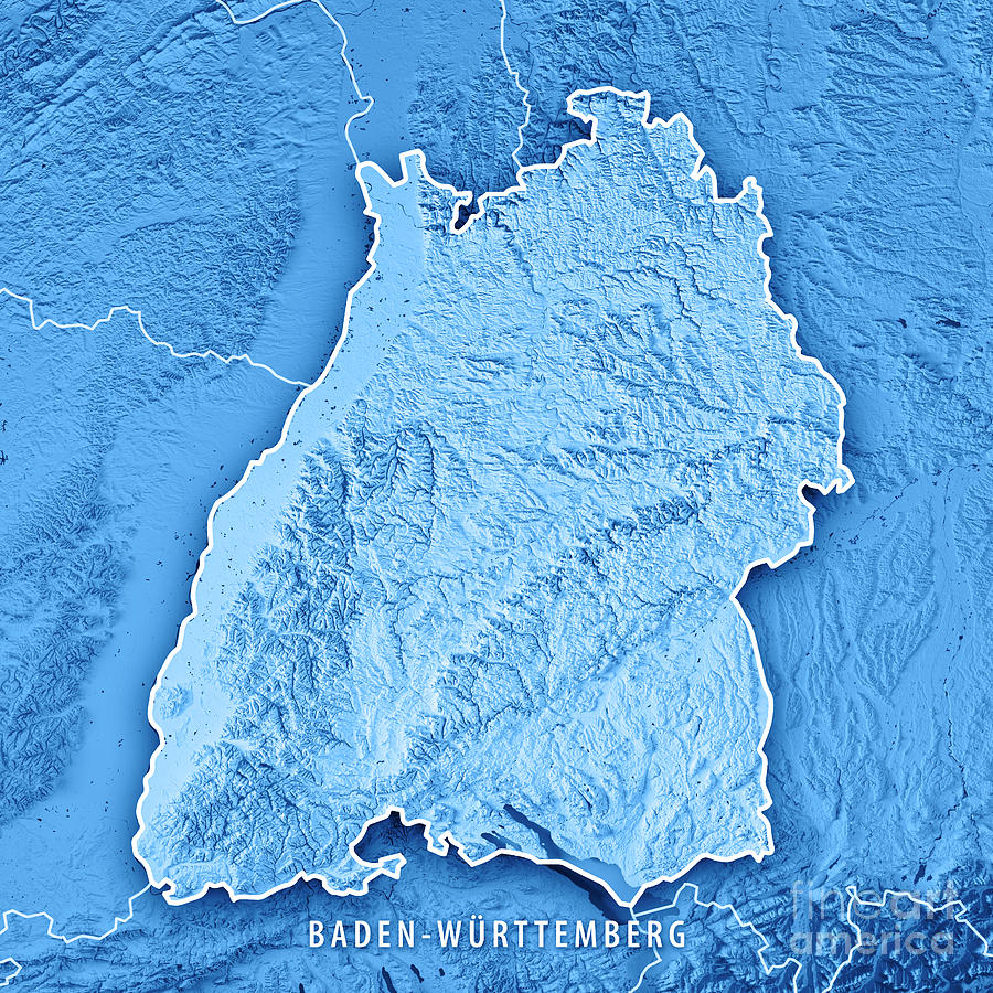 Federal State Of Baden-Wurttemberg Germany 3D Render Topographi Digital ...