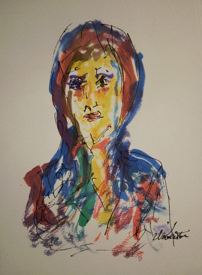 Portrait Painting - Female Face Study  D #1 by Edward Wolverton