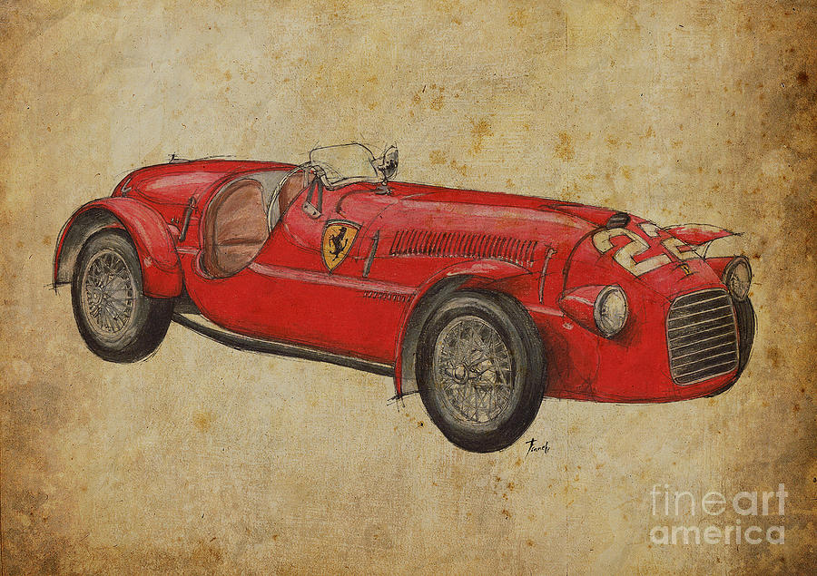 Ferrari 166S Drawing by Drawspots Illustrations - Fine Art America