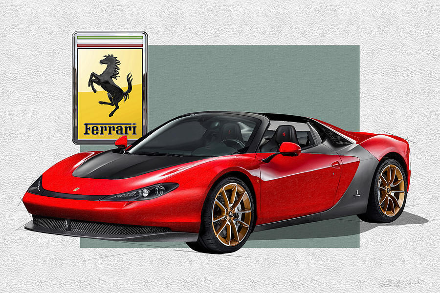 Car Photograph - Ferrari Sergio with 3D Badge  by Serge Averbukh