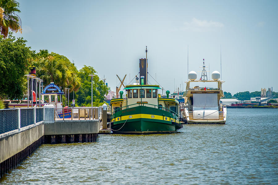 Ferry Floating On River In Savannah Georgia Usa Photograph