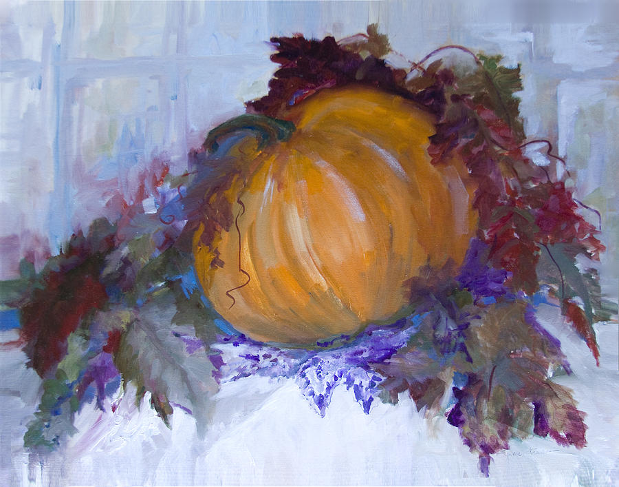 Festive Pumpkin #1 Painting by Sandra Charlebois