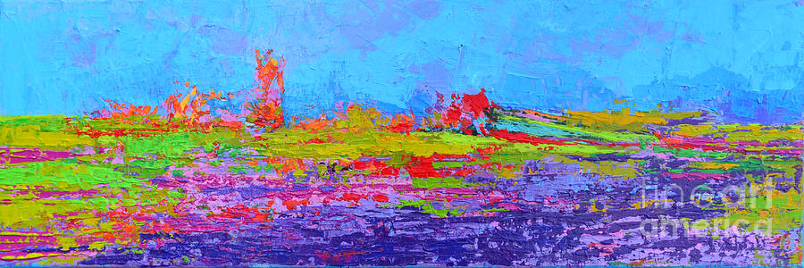 Field Of Flowers Modern Abstract Landscape Painting - Palette Knife Work Painting by Patricia Awapara