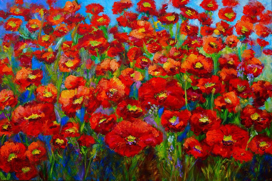 Field of Poppies #1 Painting by Mary Jo Zorad
