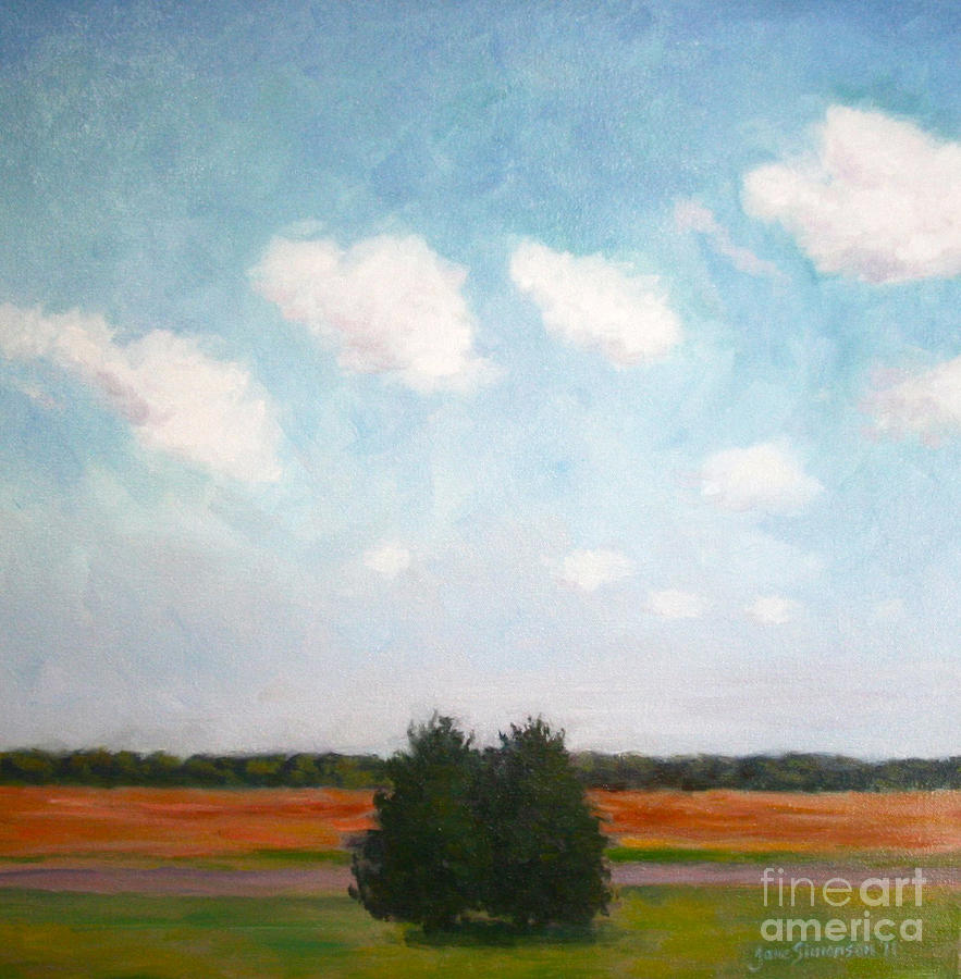 Tree Painting - Field with Two Trees #1 by Jane  Simonson