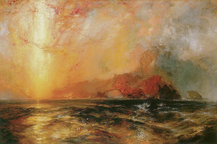 Fiercely the red sun descending Burned his way along the heavens #1 Photograph by Thomas Moran