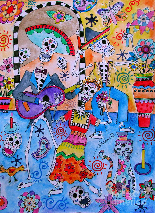 Fiesta Calaveras #1 Painting by Pristine Cartera Turkus
