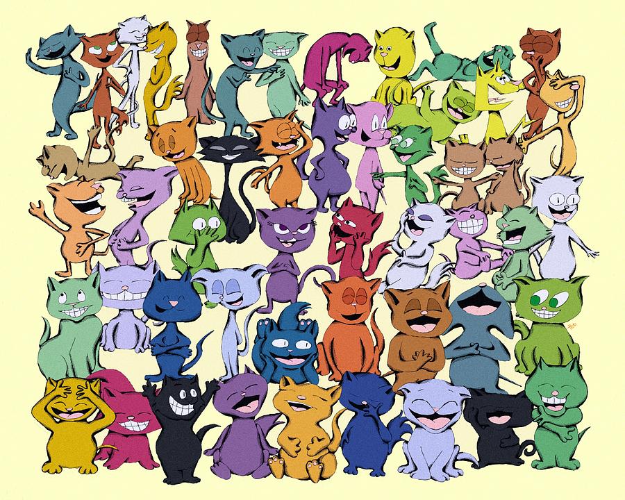 Fifty Happy Cats Digital Art