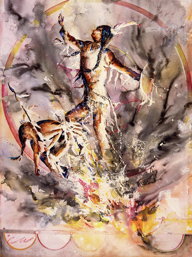 Native American Painting - Fire Dance Large by Connie Williams