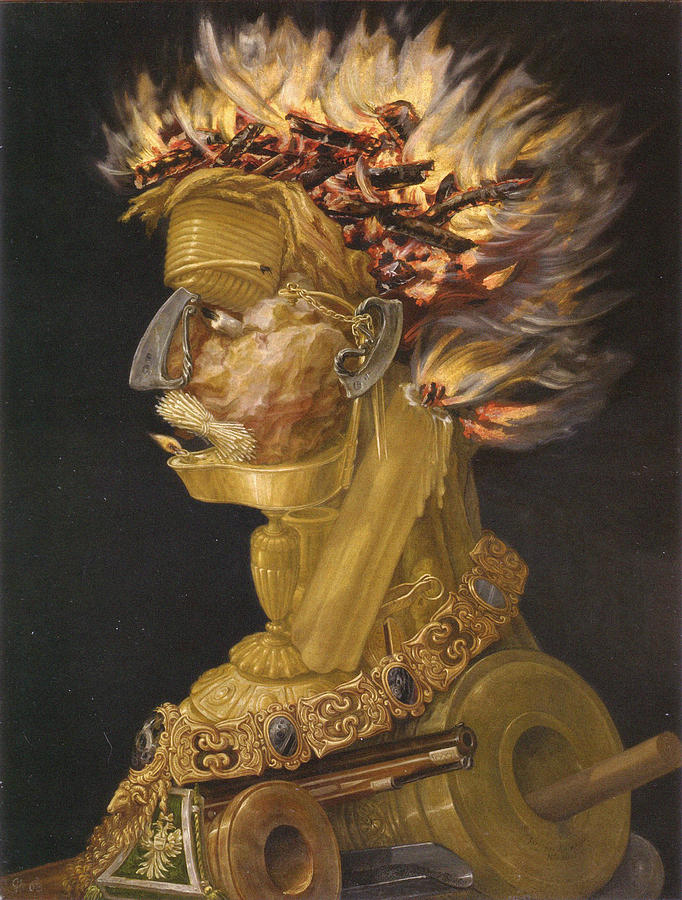 Knight Painting - Fire  #1 by Giuseppe Arcimboldo