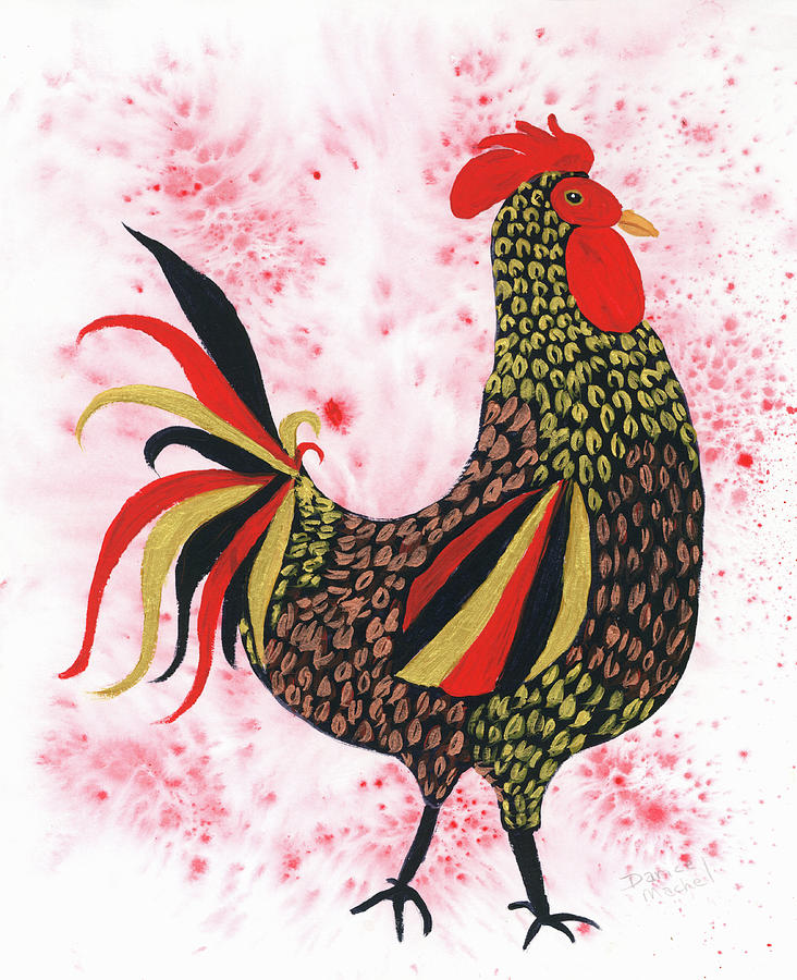 Fire Rooster #1 Painting by Darice Machel McGuire