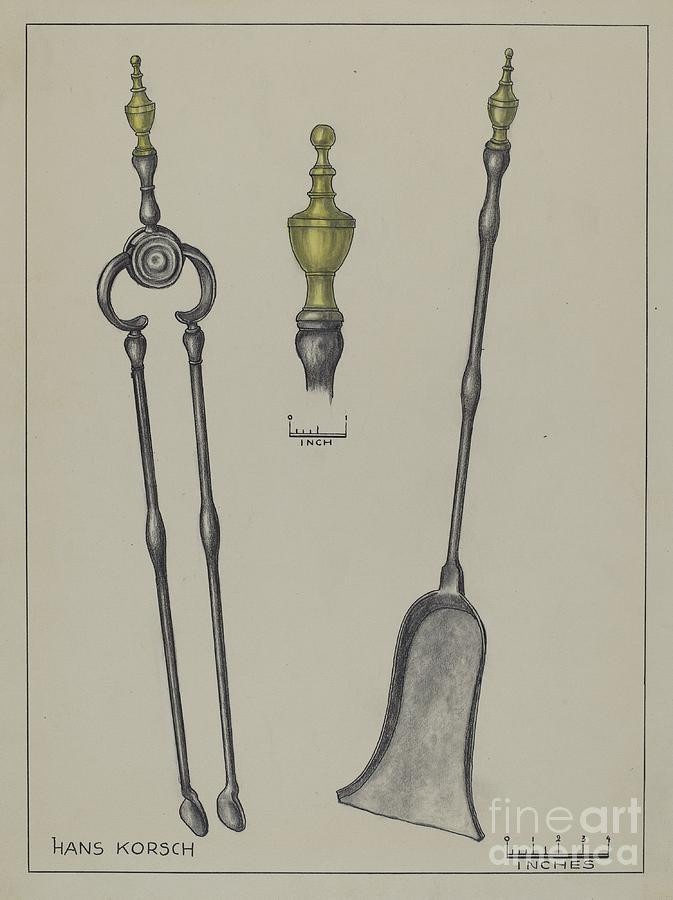 Fire Shovel And Tongs #1 Drawing by Hans Korsch