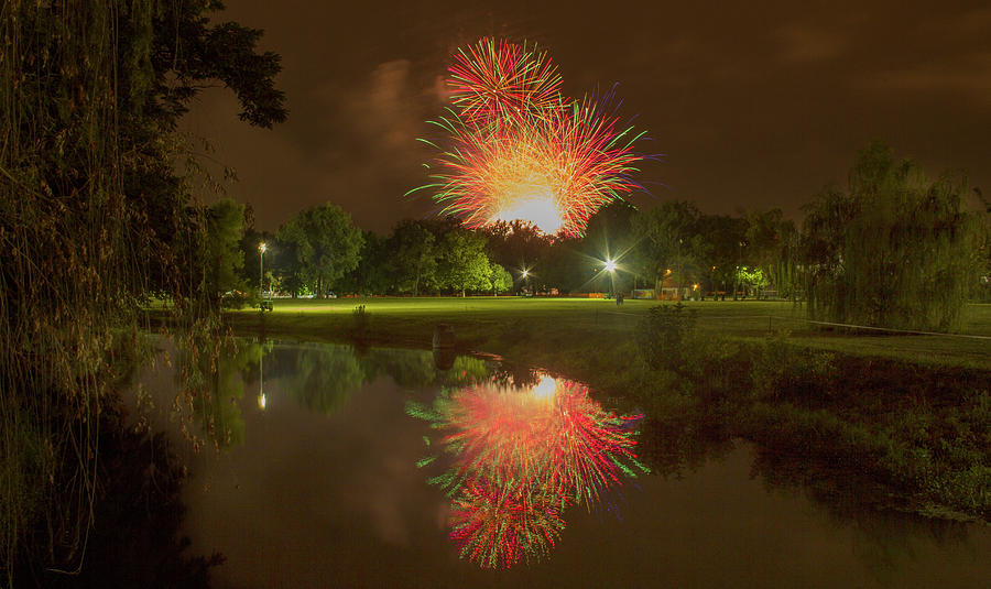 fireworks during Fair St Louis in Forest Park Photograph by Garry