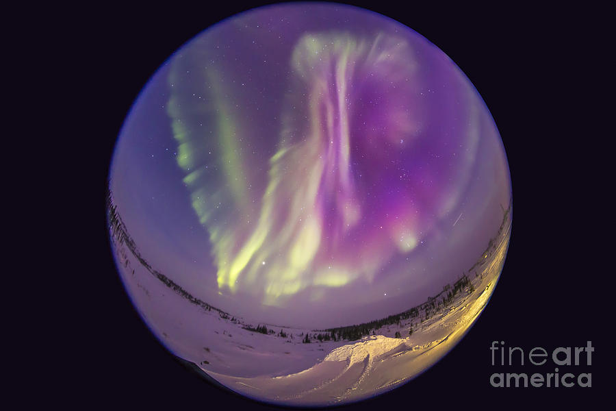 Fish-eye Lens View Of An Aurora Photograph
