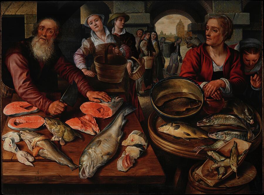 Fish Market, from 1568 Painting by Joachim Beuckelaer