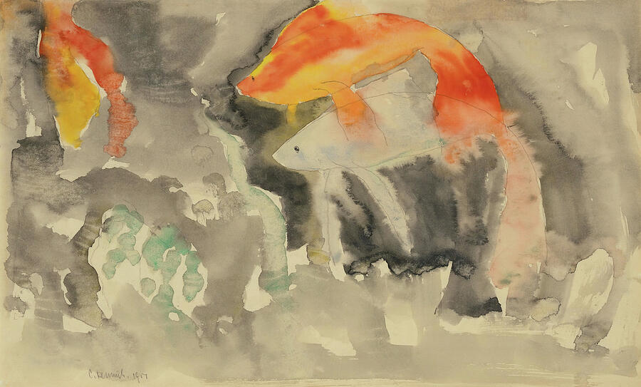 Fish Series, No. 5, from 1917 Drawing by Charles Demuth