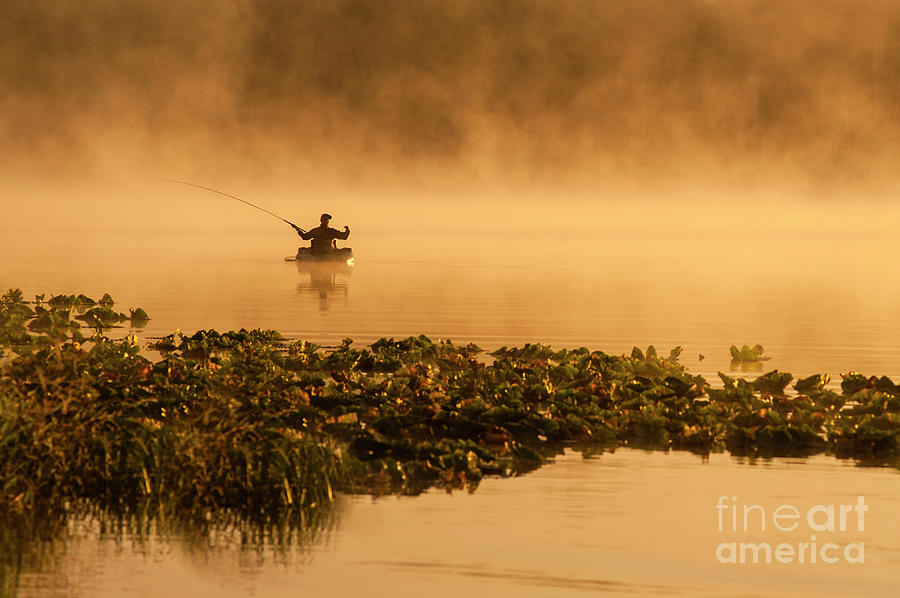 Fisherman On Lake Cassidy Photograph